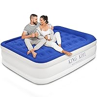 King Koil Luxury Pillow Top Plush Queen Air Mattress With Built-in High-Speed Pump Best For Home, Camping, Guests, 20