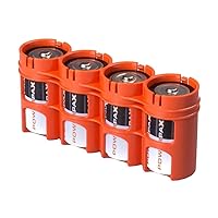 SLD4ORG by Powerpax SlimLine D Battery Caddy, Orange, Holds 4 Batteries, 1 Count (Pack of 1)