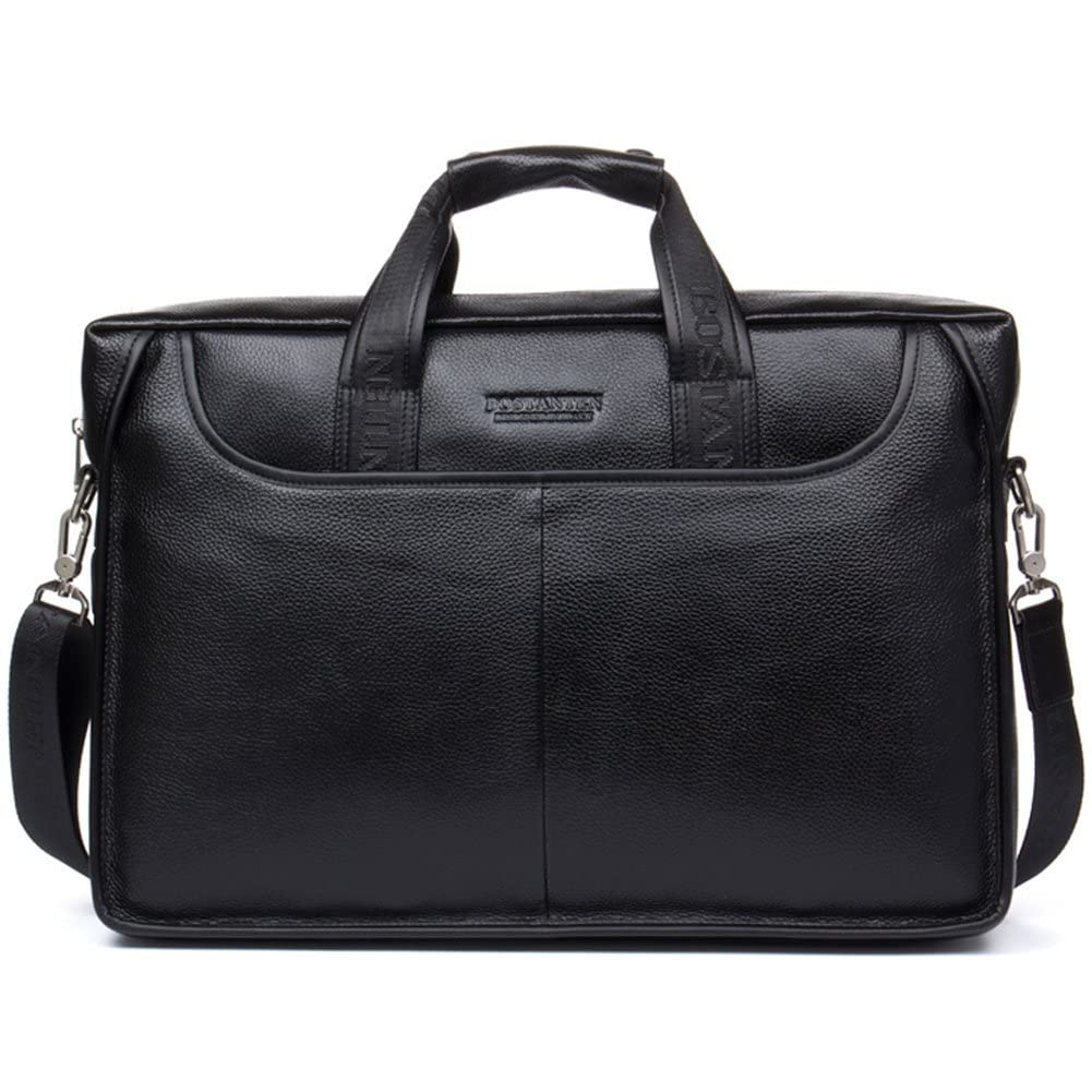 BOSTANTEN Leather Briefcase Handbag Messenger Business Bags for Men and Men's Leather Ratchet Dress Belt with Automatic Sliding Buckle
