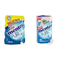 Bundle of Mentos Pure Fresh Sugar-Free Chewing Gum, Fresh Mint, 120 Piece Bulk Resealable Bag (Pack of 1) + Mentos Gum with Xylitol, Fresh Mint, in a recyclable 90% Paperboard Bottle, 80 Piece