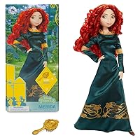 Disney Store Official Merida Classic Doll for Kids, Brave, 11 ½ Inches, Includes Brush with Molded Details, Fully Posable Toy in Green Gown - Suitable for Ages 3+