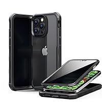 Anti Peeping Case for iPhone 14 Pro Max,360 Degree Double-Sided Privacy Tempered Glass,Shockproof Bumper,iPhone 14 Pro Max Privacy Case,Black