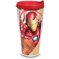 Tervis Marvel - Iron Man Made in USA Double Walled Insulated Tumbler Cup Keeps Drinks Cold & Hot, 24oz, Iconic