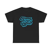 Mama Shirt for Women Mama Coffee Mother's Day T Shirts Funny Short Sleeve Casual Tops Tees (US, Alpha, X-Large, Regular, Long, Black)