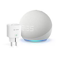 Echo Dot (5. Gen, 2022) mit Uhr | Weiß + Meross Matter Smart Steckdosen, Funktionert mit Alexa - Smart Home-Einsteigerpaket