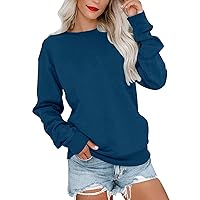 Womens Sweatshirts Crewneck Loose Fitting Tops Long Sleeve Color Block Casual Lightweight Shirts Pullover Blouses