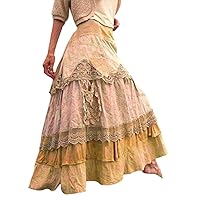 ZOCAVIA Women's Vintage Maxi Skirt Casual Loose Plus Size Flowy Cake Skirt Trendy Spring High Waist Skirt S-5XL