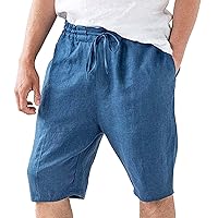 Casual Linen Short for Men Quick Dry Summer Vacation Beach Boardshorts Lightweight Outdoor Workout Running Shorts