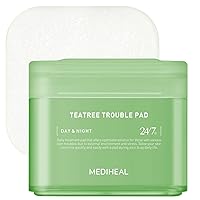 MEDIHEAL Teatree Trouble Pad - Square Cotton Facial Toner Pads with Tea Tree & Lactobacillus - Soothing Pads to Calm Sensitive & Acne Prone Skin- Vegan Face Gauze Wipes, 100 Pads