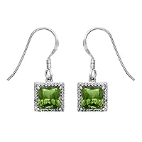 Multi Choice Square Shape Gemstone 925 Sterling Silver Party Wear Solitaire Accents Dangle Drop Earring