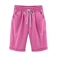 Ladies Bermuda Shorts, Drawstring Elastic Waist Shorts for Women Casual Summer Half Pants Solid Lounge Short Pants