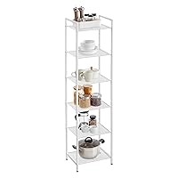 6-Tier Storage Rack, Bathroom Shelf, Extendable Plant Stand with Adjustable Shelf, for Bathroom, Living Room, Balcony, Kitchen, Classic White UBSC036W01