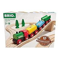 Brio Classic – 65th Anniversary Train Set | 32 Piece Wooden Train Set Toy for Kids Age 2 Years Up