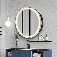 20inch Round Medicine Cabinet with Lights,Led Medicine Cabinet with Defogger,Illuminated Mirror Cabinet for Bathroom,Dimmable,Anti-Fog,3 Colors,Surface Mount Only
