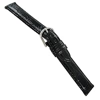 15mm deBeer Genuine Crocodile Turned Edge Black Ladies Watch Band