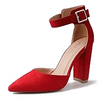 High Heels.Chunky Heel Pointed Closed Toe Pump Shoes,Party Wedding Fashion Shoes,Gifts for Women