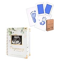 Keababies 1-Pack Inkless Hand and Footprint Kit and Pregnancy Journal Memory Book - Ink Pad for Baby Hand and Footprints - 90 Pages Hardcover Pregnancy Book, Pregnancy Planner Journals