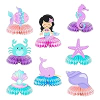 8 Pcs Mermaid Honeycomb Centerpiece Under The Sea Table Decorations Ocean Themed Marine Creature Decoration Fish Ocean Sea Animal Table Honeycomb for Beach Themed Birthday Party