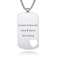 MeMeDIY Personalized Dog Tag Necklace Custom Engraving Name Date for Men Women Boyfriend Girlfriend Stainless Steel Tungsten Pendant Lover Anniversary Valentine's Day Jewelry Gift with Keychain