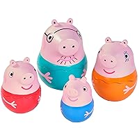 Toomies Peppa Pig Nesting Family - Includes Peppa Pig, Mummy Pig, Daddy Pig and Rattling George - Sorting and Pouring Toddler Bath Toys - Toddler Water Toys for Bath or Pool - Ages 18 Months and Up