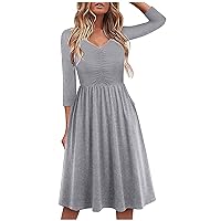 Women's Dress V-Neck Glamorous Beach Casual Loose-Fitting Summer Sleeveless Knee Length Solid Color Flowy Swing