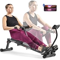 Sunny Health & Fitness Compact Adjustable Rowing Machine with 12 Levels of Complete Body Workout Resistance and Optional SunnyFit App Enhanced Connectivity