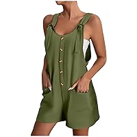 SNKSDGM Women Rompers 2024 Summer Crewneck Shorts Jumpsuits Casual Loose Short Sleeve Overalls Vacation Resort Outfits