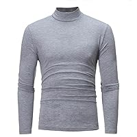 Mens Cotton Thermal Basic Tops Slim Fit Mock Turtleneck Base Layer Shirt Basic Designed Long Sleeve Strenchy Sweatshirts