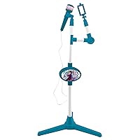 LEXIBOOK S150FZ_50 Disney Frozen 2 Elsa Anna Olaf Microphone with Speaker and Lighting Stand, Auxiliary Jack to Connect Music, Blue/Purple