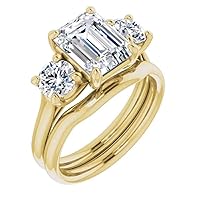 Petite Vintage Vine Moissanite Diamond Ring Set, 1.0 CT Emerald Moissanite Engagement Ring Set, Wedding Ring Set, Bridal Ring, Anniversary/Promise Rings for Wife