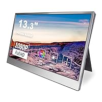 13.3 inch Touchscreen Portable Monitor Ultra Slim FHD 1080P USB C HDMI External Monitor with Dual Speakers Second Screen for Laptop PC Phone MAC Xbox PS4/5 Switch, Smart Cover Included
