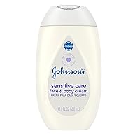 Johnson's Baby Sensitive Care Face & Body Cream for Babies, Daily Moisturizing Baby Cream to Calm, Nourish & Comfort Dry, Sensitive Skin, Lightly Scented, No Greasy Feel, Hypoallergenic, 13.6 fl. oz