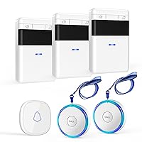 3 Pack Wireless Caregiver Pager Panic SOS Call Button with Receiver for Elderly/Patient/Child, 500+ ft Range Attention Pager Alarm Nurse Calling Alert Patient Help Button for Home/Personal