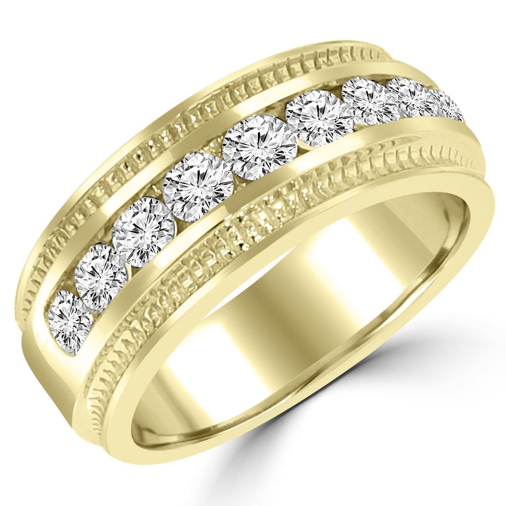 Madina Jewelry 0.75 ct Men's Round Cut Diamond Wedding Band Ring in Channel Setting in 14 kt Yellow Gold