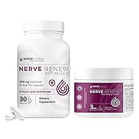 NERVE RENEW Optimizer and Cream - Stabilized R-Alpha Lipoic Acid and Fast Acting Menthol and Arnica Cream - Holistic Nerve Support Formula Bundle - 30-Day Supply