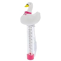 U.S. Pool Supply Floating Princess Swan Thermometer - Easy to Read Temperature Display, Measures up to 120° Fahrenheit & 50° Celsius, Swimming Pools, Spas, Kids Pools, Cute Pink Tie White Duck Animal