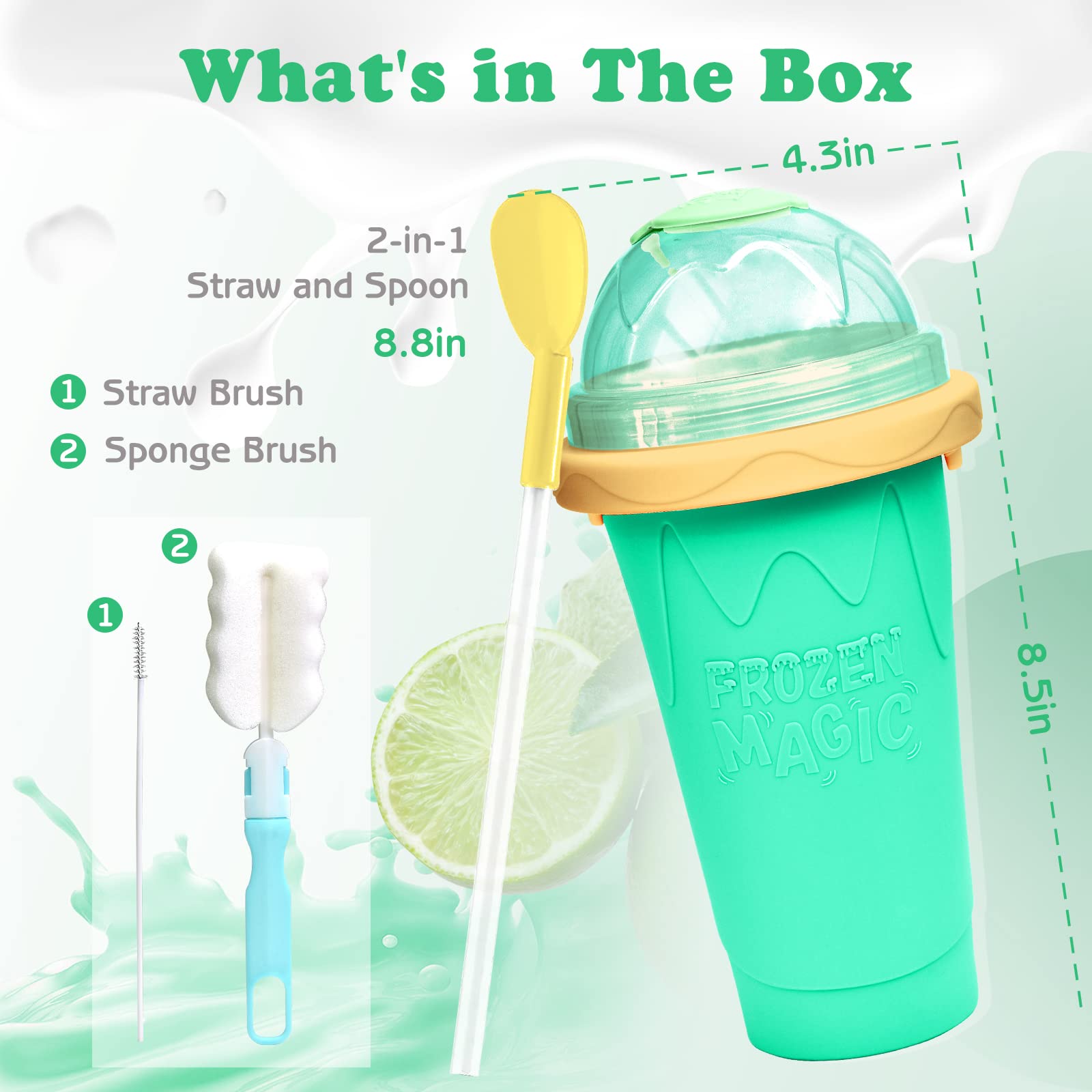 Buy KTEBO Frozen Magic Slushy Cup, Smoothie Cups with Lids and Straws, Slushie  Maker Cup is Cool Stuff Things, Fasting Cooling Make Milkshake smoothie  Freeze Beer - TIKT0K Trend Items Cool Gadgets-Green