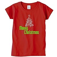 Girls' Merry Christmas Silver Glitter Tree Shirt
