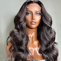 Loose Natural Wavy 4X4 Lace Closure Human Hair Wigs Brazilian Remy 5X5 Transparent HD Lace Closure Wigs Pre-Plucked Baby Hair-18inch 130% 4X4 Lace Closure Wig