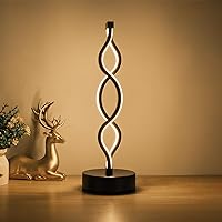 EDIER Dimmable Touch Control Table Lamp - Spiral Modern Bedside Lamp with 3 Colors of LED Lights - Small Black Decorative Lamp for Home, Living Room