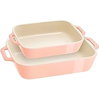 STAUB Stoneware Gratins Ceramic 2-pc Rectangular Baking Dish Set-Macaron Pastel Pink