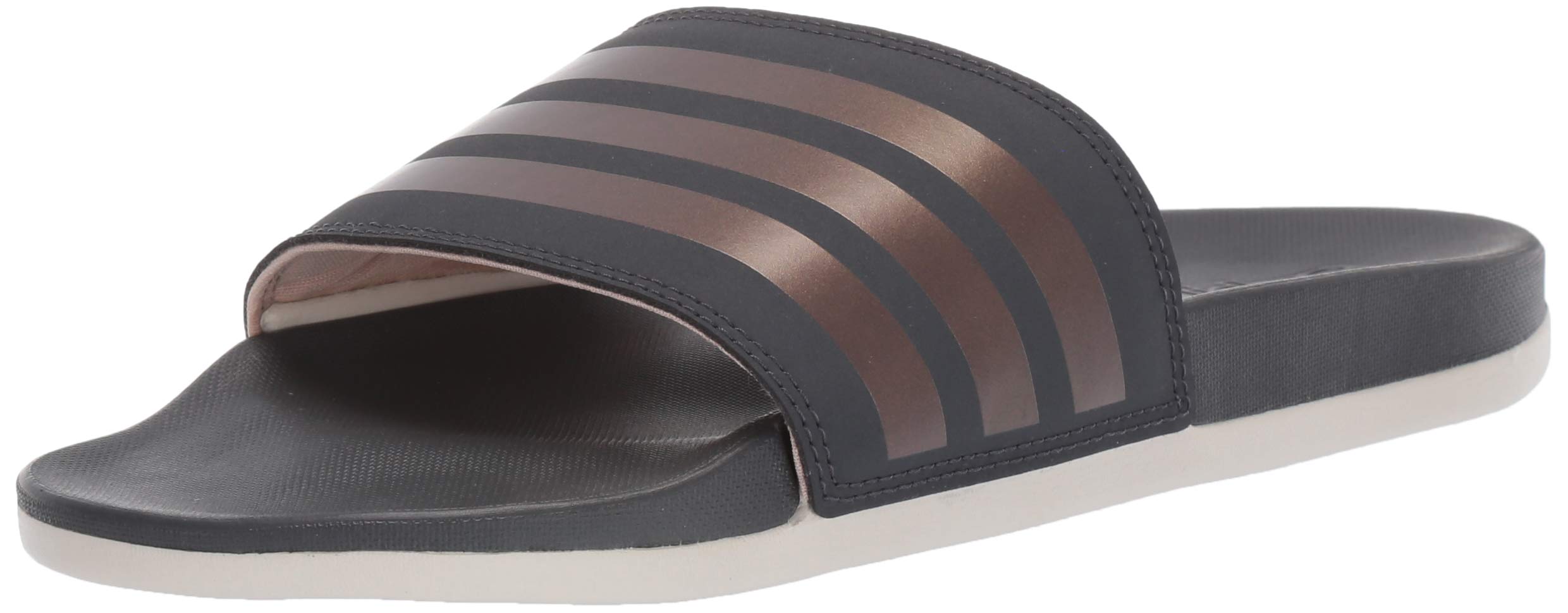 adidas Women's Adilette Comfort Slides, Grey/Copper Metallic/Raw White, 8