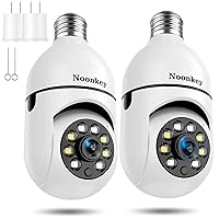 2K/3MP Light Bulb Security Camera, 2 Pack 5G& 2.4GHz WiFi Alexa Light Bulb E27 Home 360° Security Camera Wireless Outdoor, AI Human Tracking, Motion Zones Detection Alarm, Color Night Vision