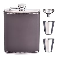 Liquor Flasks, Wine Flasks Set, Small Alcohol Flask, Stainless Steel Little Hip Flask with Funnel and 2 Wine Glasses, Alcohol Drinking Flasks Liquor Gift for Birthday to Well Deserved Person