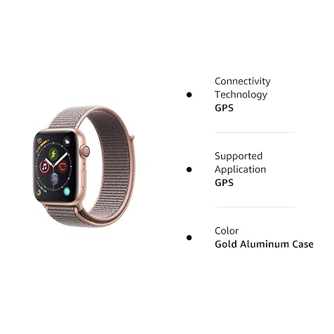 Apple Watch Series 4 (GPS, 44MM) - Gold Aluminum Case with Pink Sand Sport Loop Band (Renewed)