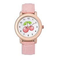 Cherry Casual Watches for Women Classic Leather Strap Quartz Wrist Watch Ladies Gift