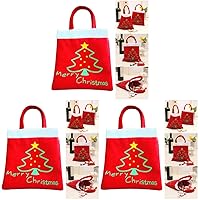 PartyKindom 3pcs Sweet Bags with Handle Xmas Candy Basket Santa Gift Bags Christmas Candy Holder Christmas Treat Bags Christmas Tote Bag Christmas Candy Bags Christmas Tree Product