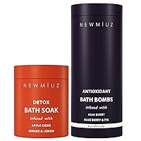 Spa Gift Set Pack of 2- Detox Bath Salt Soak Salt and Antioxidant Bath Bombs