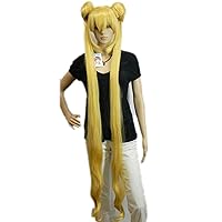 Pretty Soldier Sailor Moon Synthetic Ponytails Yellow Girl Party wig