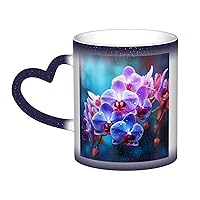 Color Changing Mug Colorful Orchids Flower Coffee Mug Ceramic Coffee Cups Creative Mug Coffee Magic Mugs Magic Tea Cup Mug